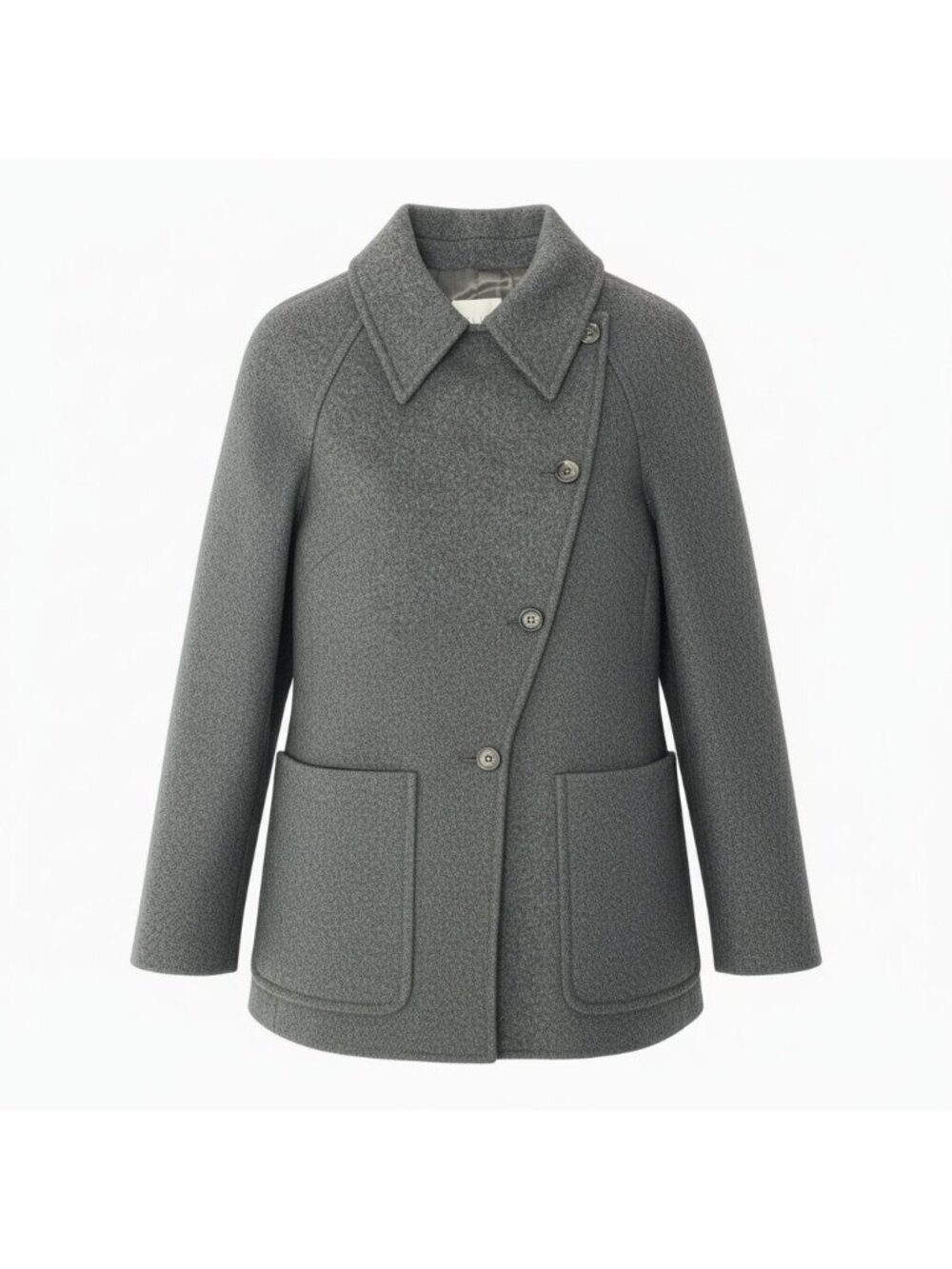 Celine Vintage Soutien Collar Coat Wool Cashmere Blend Gray 38